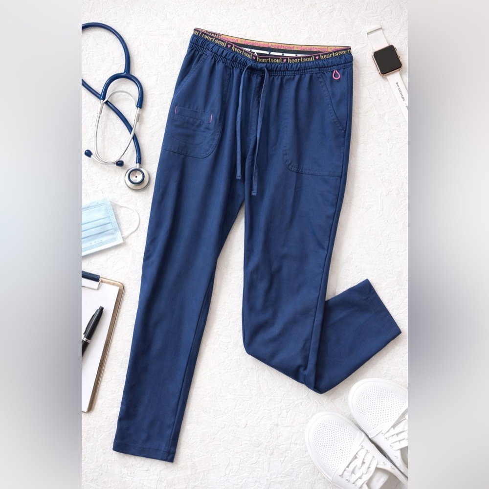 Heartsoul Blue Jogger Scrub Pants with Drawstring Waist – Size S